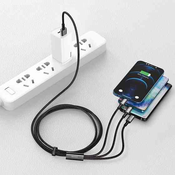 Кабель Baseus Tungsten Gold One-for-three Fast Charging Data 3-in-1 Micro USB+Lightning+Type-Cм 3.5 Львів