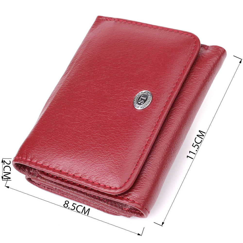 Компактний жіночий гаманець із натуральної шкіри ST Leather 23073 Бордовий Київ - фото 3