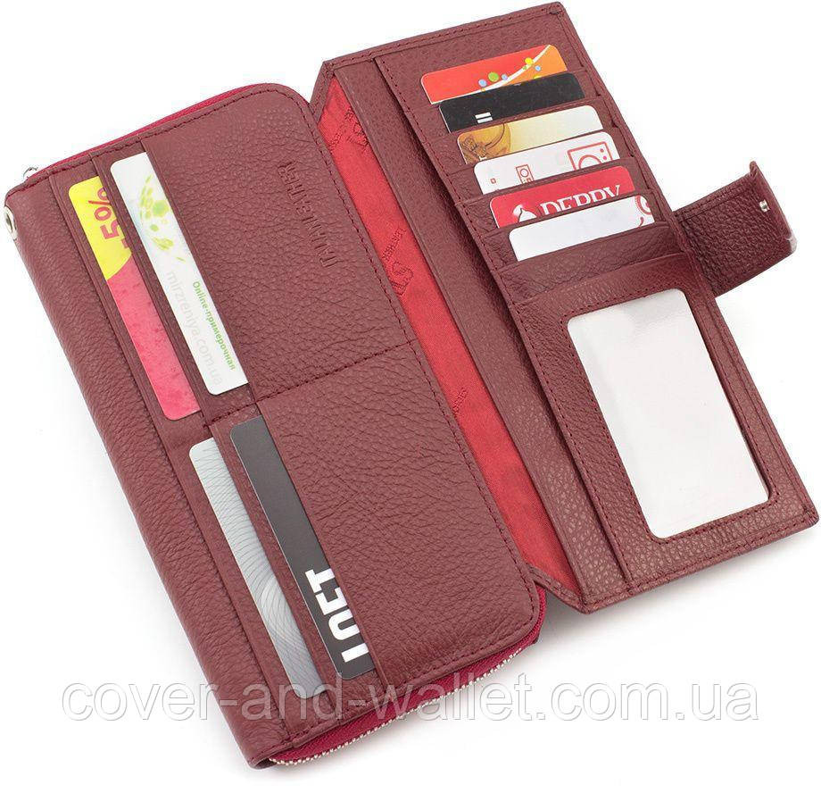 Великий шкіряний жіночий гаманець червоного кольору ST 228 Київ - фото 4