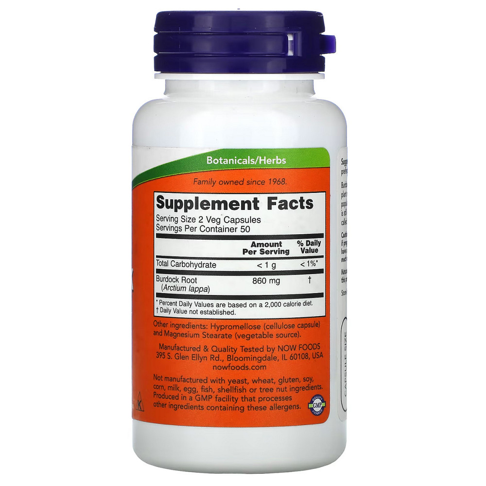 Корінь лопуха NOW Foods Burdock Root 430 мг 100 капс Київ - фото 2
