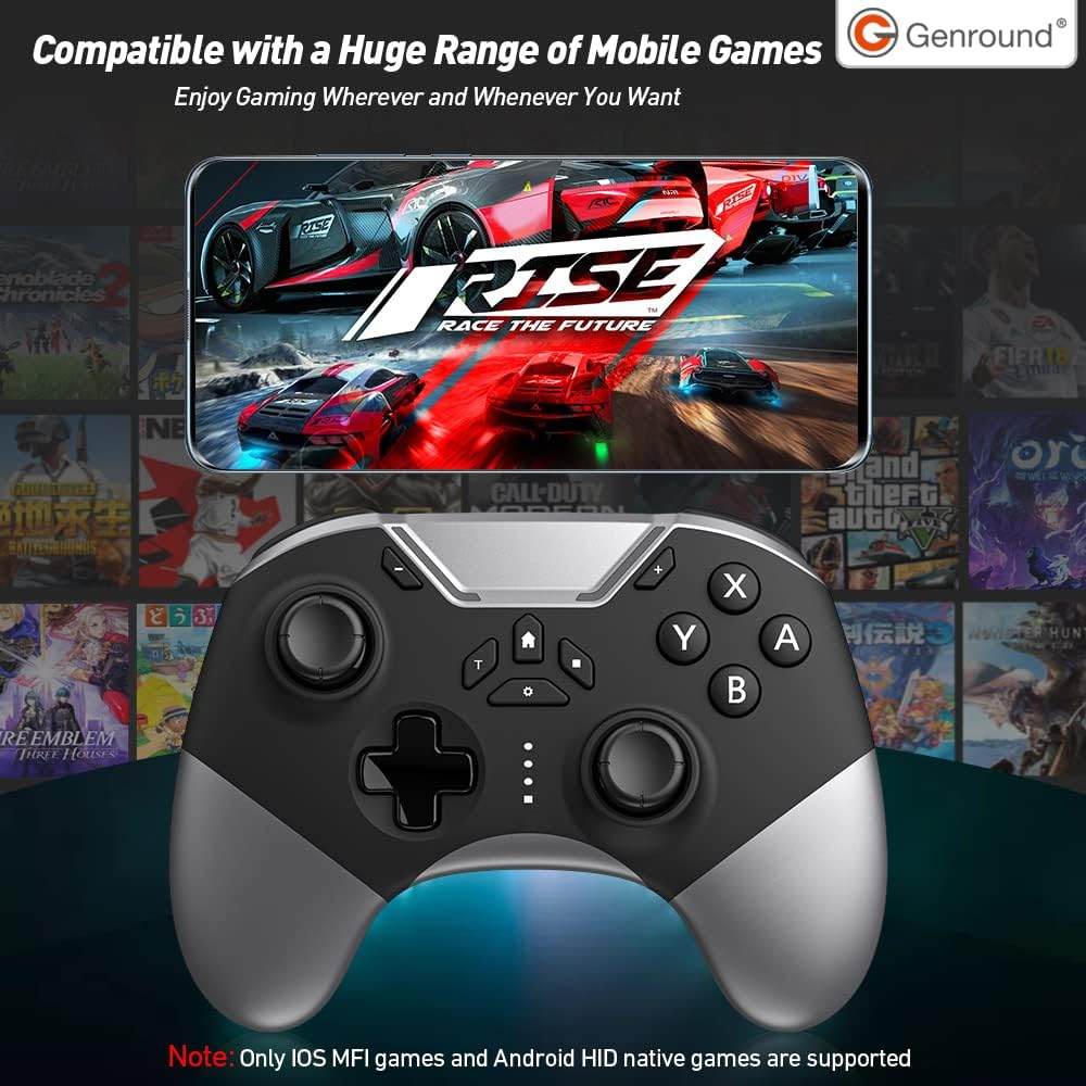 Ігровий контролер FONLAM Pro Wireless для Nintendo Switch, ПК, Android, iOS, Bluetooth-геймпад з RGB та макросами, чорний Київ - фото 20