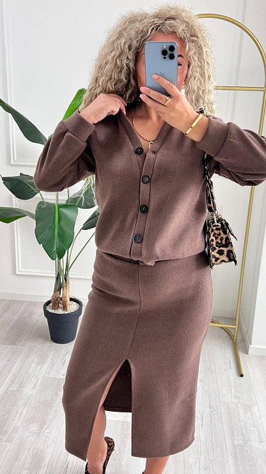 Женский невероятный костюм кардиган+юбка ангора вязка на трикотаже Шоколад, 50/52 Одесса - изображение 6