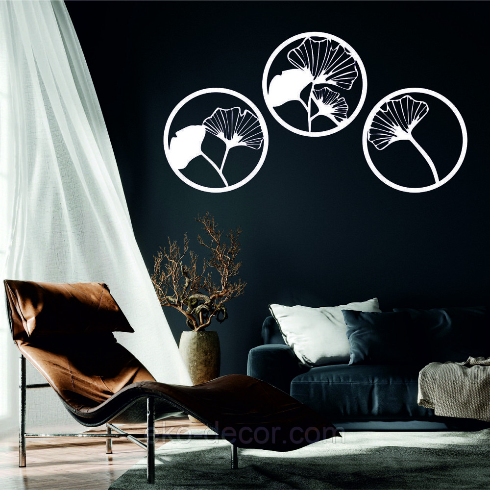 Декоративное настенное Панно «Цветочная композиция» Декор на стену 90*90 см (3 шт.), Белый Киев - изображение 1