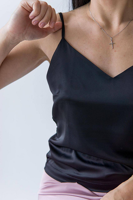 Базова майка жіноча атлас Чорний 4XL Харків - фото 3