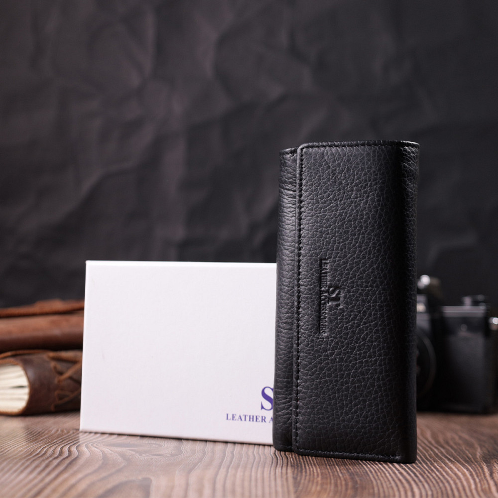 Велика ключниця з функцією гаманця з натуральної шкіри Чорний (ST Leather) Київ - фото 4