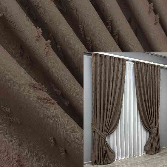 Комплект штор VR-Textil Лен Букле № 1891ш Коричневый 100х290 см 2 шт (31-0082) Киев