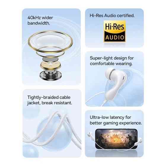 Навушники Baseus Encok HZ20 білий місяць Київ