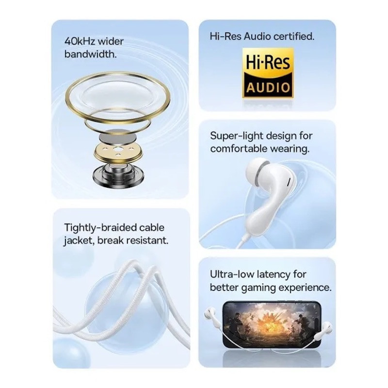 Навушники Baseus Encok HZ20 білий місяць Київ - фото 2