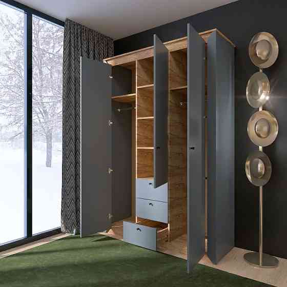 Шафа тридверна Еверест Нордік-1400 Графіт + Дуб крафт золотий (DTM-5538) Львів