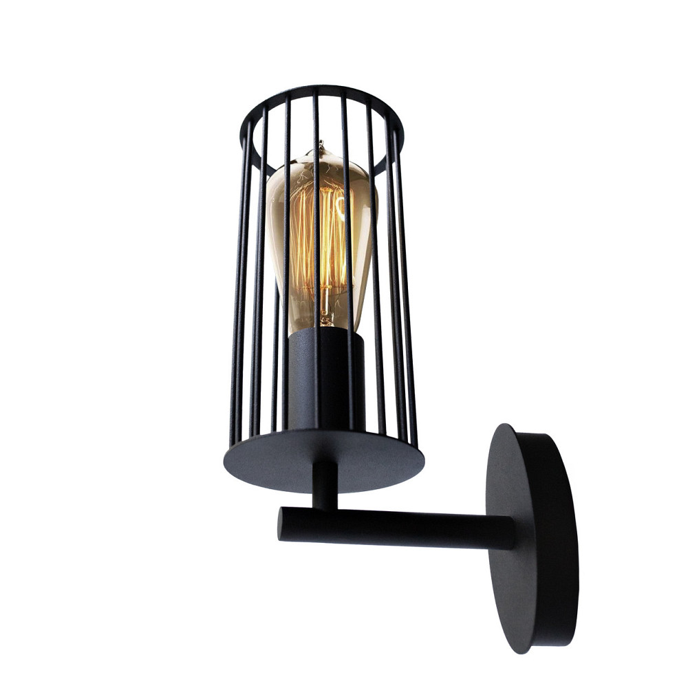 Бра під одну лампу Е27 MSK Electric Malta настінний світильник у стилі лофт NL 1020 BK чорний Одеса - фото 2