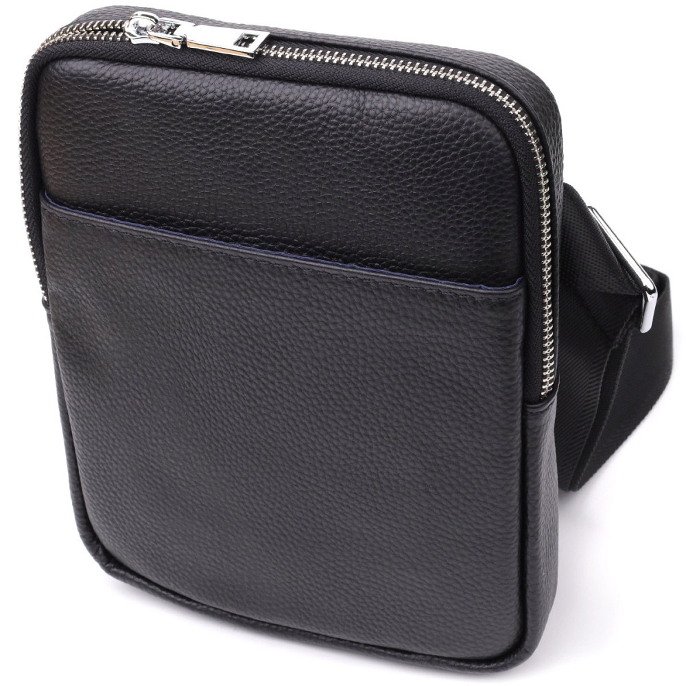 Зручна вертикальна сумка для чоловіків з натуральної шкіри Vintage 22862 Чорний Київ - фото 10