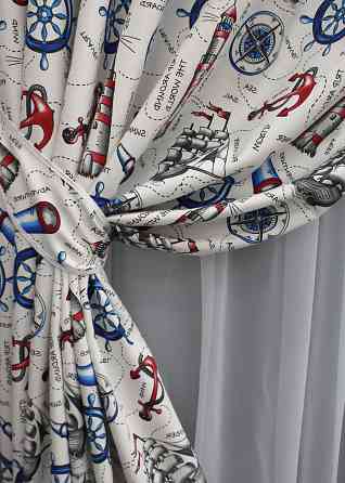 Комплект готових фото-штор VR-Textil Sea Travel № 1498ш Різнобарвний 100х270 см 2 шт (31-963) Київ