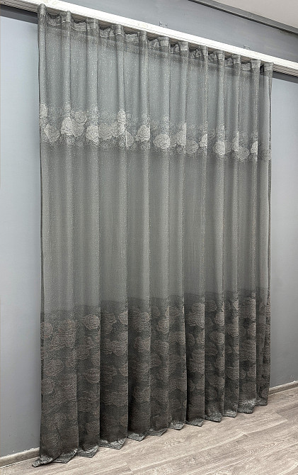 Тюль VR-Textil 1640т Greta Жакард Графітовий 300х270 см (42-0602) Київ - фото 3