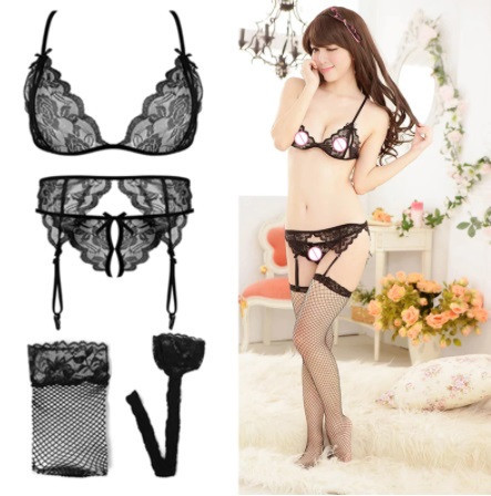 Комплект нижньої білизни з панчохами в сітку 42 чорний Київ - фото 2