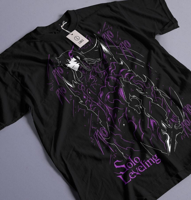 Футболка для хлопчика з аніме принтом Соло Левелінг Сунг Джінвоо оверсайз (зріст від 165 до 180) Чорний AnimeJ0798m Дніпро - фото 1