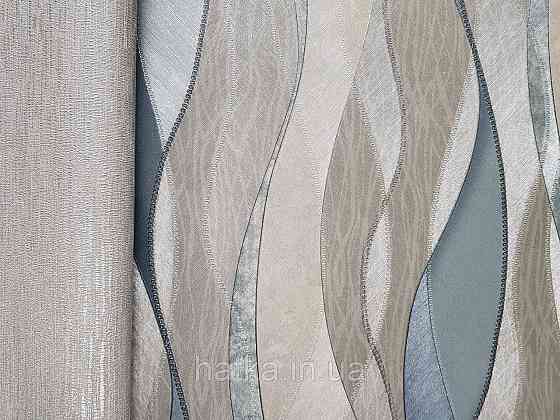 Шпалери вінілові на флізеліні гарячого тиснення DU&KA 1.06х10 вензель основа під штукатурку сірі коричневі Київ