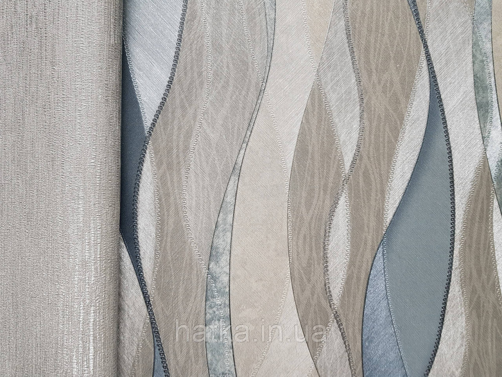Шпалери вінілові на флізеліні гарячого тиснення DU&KA 1.06х10 вензель основа під штукатурку сірі коричневі Київ - фото 2