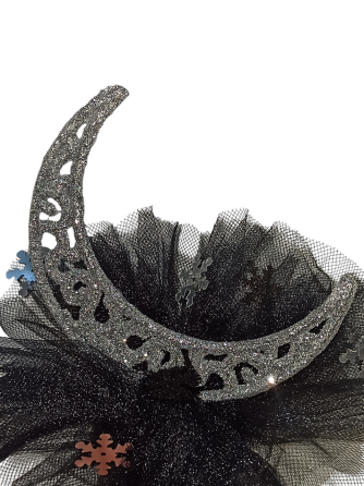 Обруч для волос полумесяц серебристый с фатином новогодний one size ручная работа черный Киев