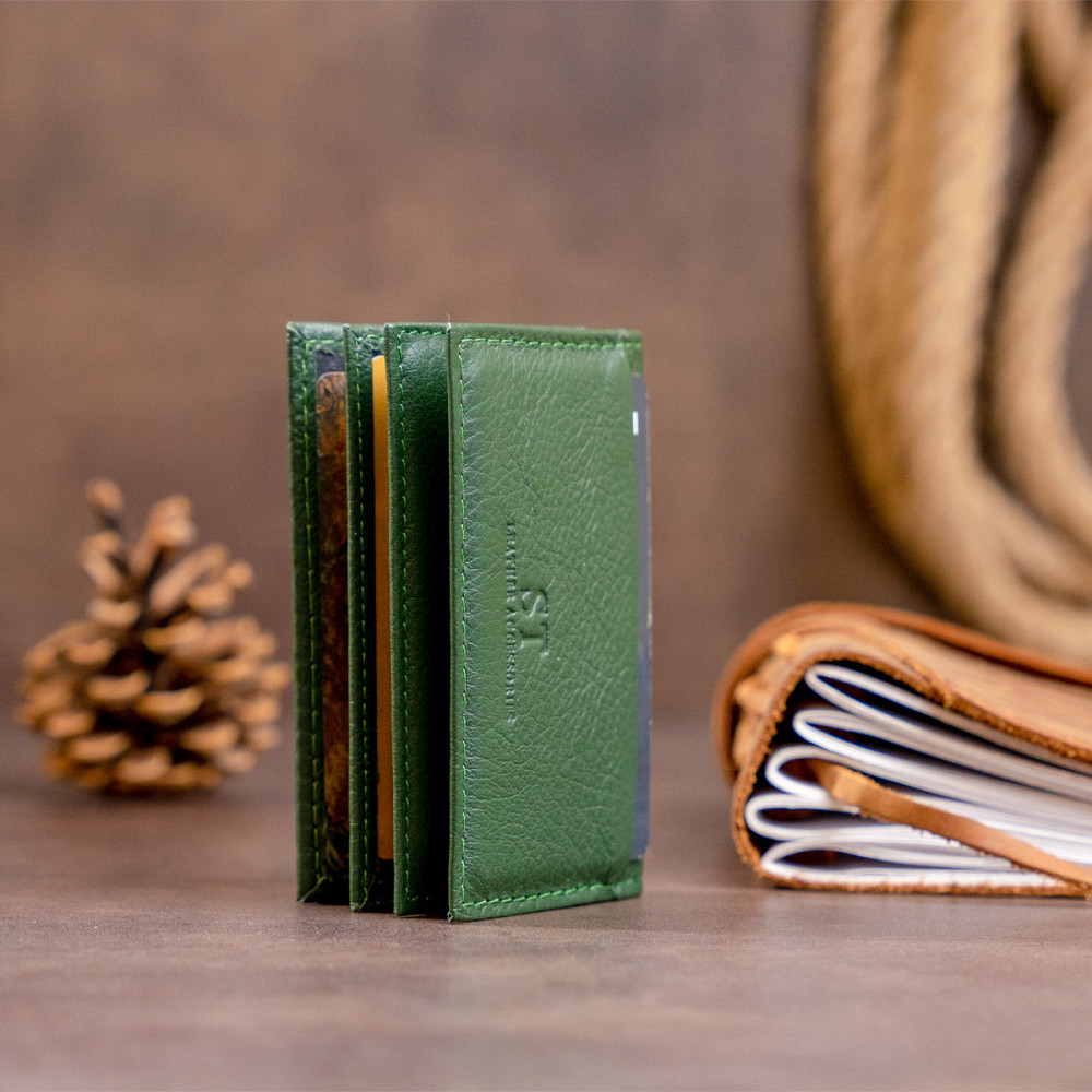 Визитница-книжка ST Leather 19215 Зеленая Киев - изображение 10