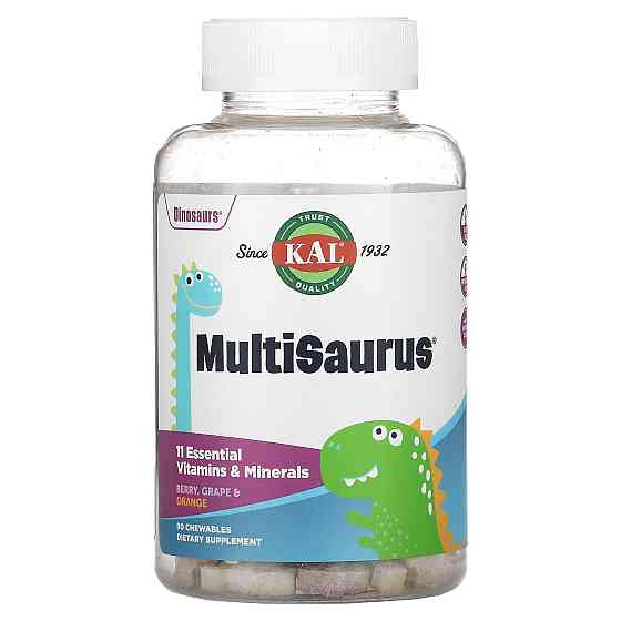 Мультивітаміни та мінерали для дітей (MultiSaurus Vitamins and Minerals Dinosaurs) 90 жувальних цукерок зі смаком ягід, апельсину та винограду Київ