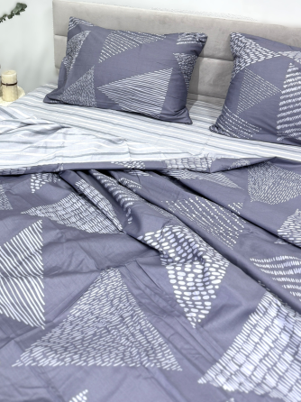 Ecotton Комплект постільної білизни Ecotton полуторний 150х215 см сіра Трикутна абстракція 2120 Коломия
