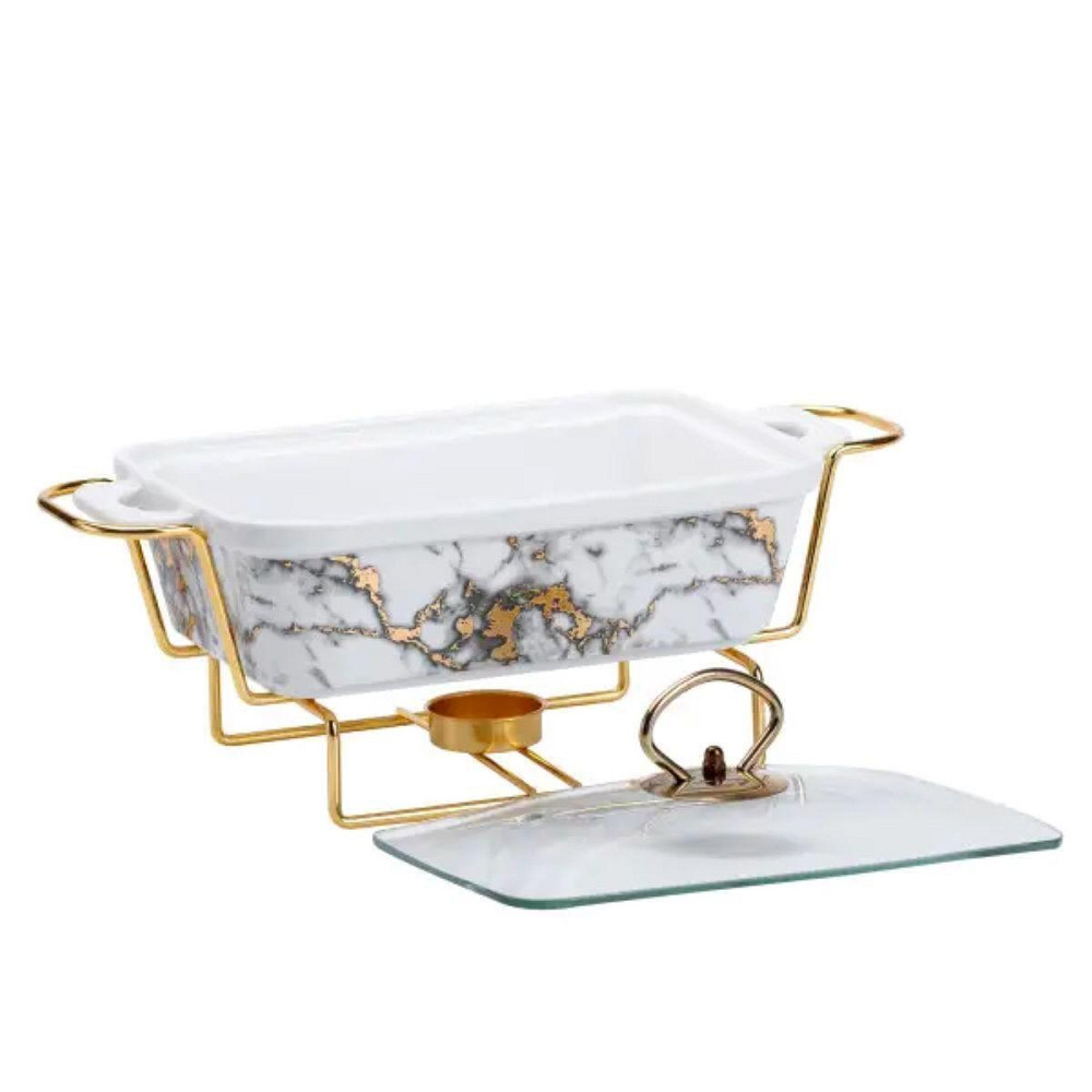 Марміт порцелянаовий 1 л зі скляною крішкою та підставкою з підігрівом HP1031 Київ - фото 3