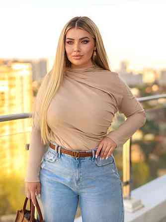 Базовий жіночий лонгслів з драпіруванням "Sweet" | Батал Бежевий, 50-52 Київ