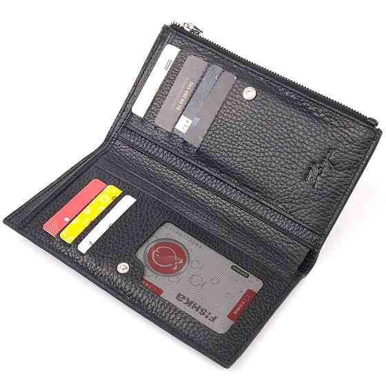 Современный складной бумажник из натуральной фактурной кожи KARYA 21129 Черный Киев