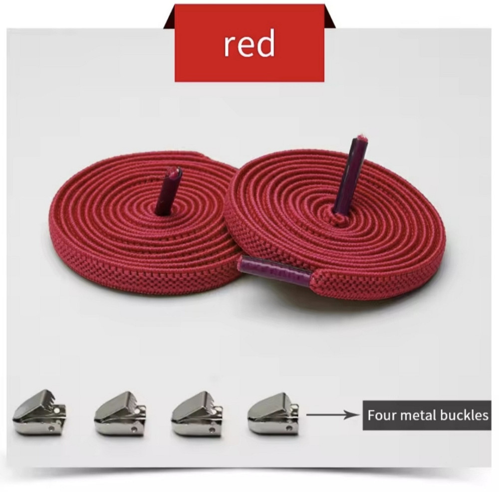 Еластичні шнурки без зав'язок з металевими фіксаторами Червоний Смела - изображение 1