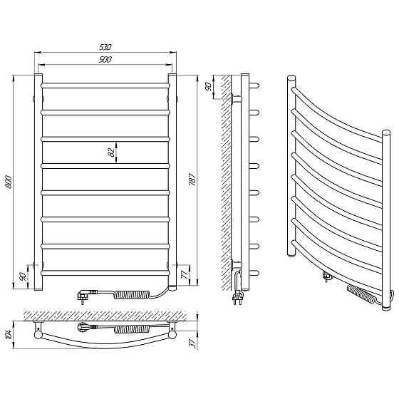 Електричний полотенцесушитель Laris Зебра Класик ЧК8 500Х800 Е білий Київ