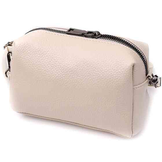 Компактна сумка жіноча з трендовим декором з натуральної шкіри Білий (Vintage) Київ