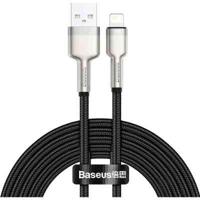 Дата кабель USB 2.0 AM to Lightning 2.0m 2.4A metal black Baseus (CALJK-B01) Вінниця