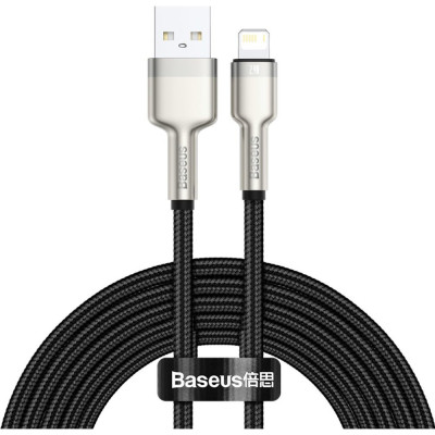 Дата кабель USB 2.0 AM to Lightning 2.0m 2.4A metal black Baseus (CALJK-B01) Вінниця - фото 1