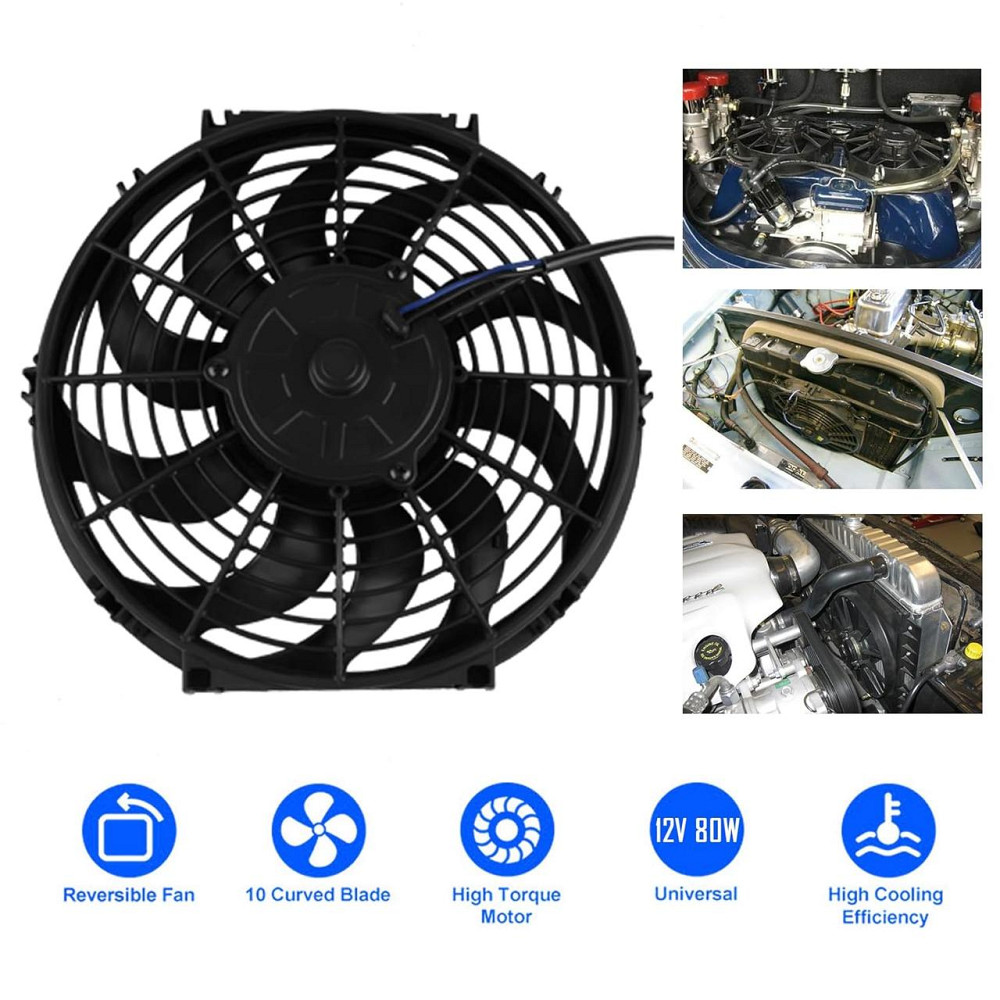 Вентилятор радіатора DOCAS QCFS-001 12'' 12V 80W чорний тонкий універсальний 10 лопатей 3-Pin монтажний комплект Київ - фото 5