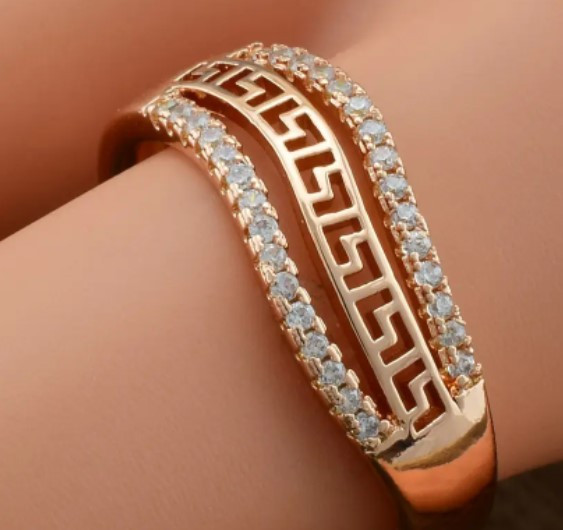 Кольцо Xuping 14192, 18 размер (ширина 6мм), белые фианиты, позолота РО Киев - изображение 3