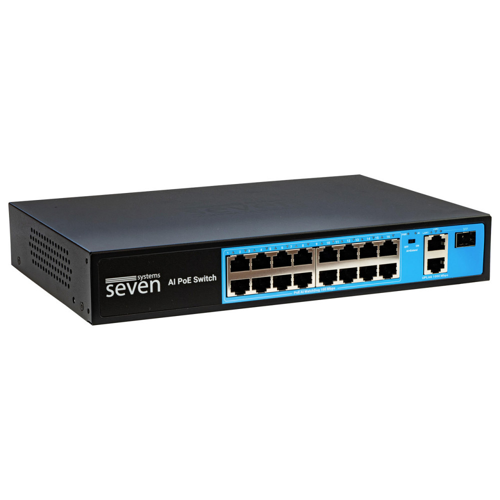 PoE комутатор 16 портів SEVEN P-73216G-SFP (POE: 16, UP: 2G+1SFP) Київ - фото 9