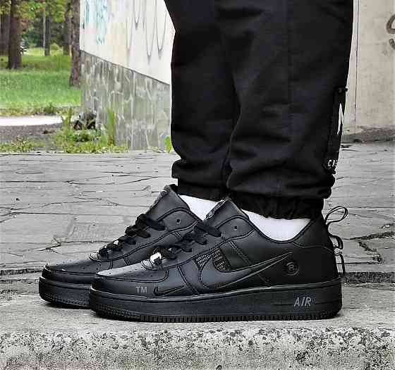 Кроссовки Nike Черные Мужские Кожаные Найк Форсы (размеры: 41,42,43,44,45) Видео Обзор Днепр