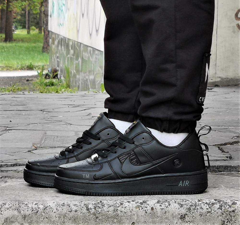 Кроссовки Nike Черные Мужские Кожаные Найк Форсы (размеры: 41,42,43,44,45) Видео Обзор Днепр - изображение 5