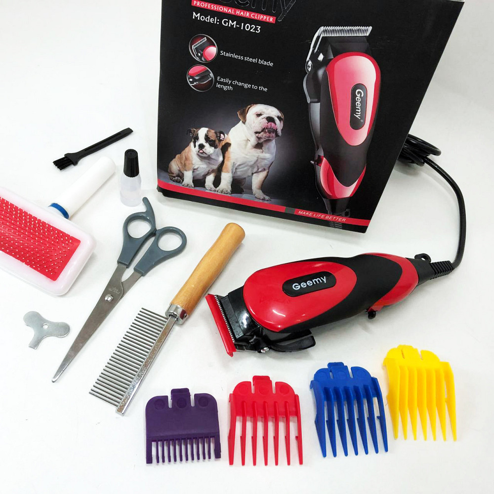 Машинка Gemei GM-1023 для стрижки животных с 4 насадками для любого типа шерсти + ножницы и расческа-гребешок CR-54 Львов - изображение 2