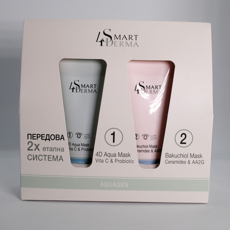 Smart4Derma Система інтенсивного зволоження 4D AQUA MASK + BAKUCHIOL MASK 75мл+75мл Дніпро - фото 1