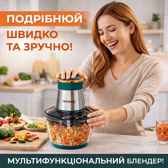 Блендер стационарный Rainberg RB-2202 измельчитель кухонный 1300W чаша металлическая на 2л чоппер HJ-11 Львов
