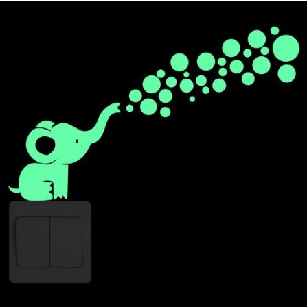 Люминесцентная наклейка Слон 15 на 15 см салатовый Киев - изображение 1