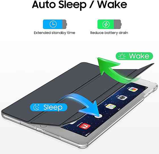 Чохол для iPad Air 2 2014, iPad Air 2013 9.7", ультратонкий, прозора задня панель, функція сну та пробудження, сірий Київ