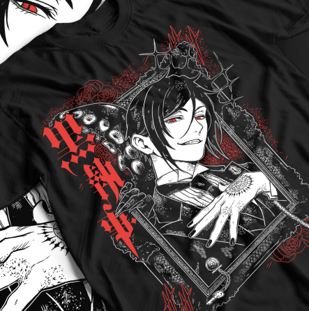 Футболка для мальчика аниме Блакк Бутлер Киел Пхантомхиве оверсайз (рост от 165 до 180 ) Черний AnimeJ0636m Днепр