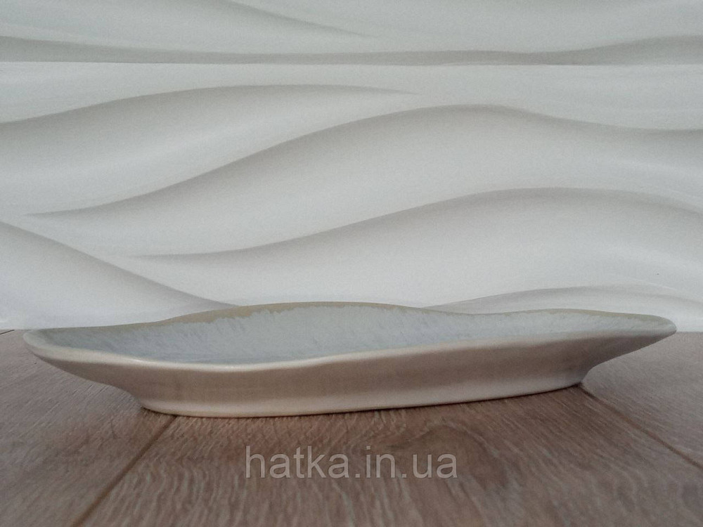 Блюдо овальне Olens "Вайт-стоун" 29х16,5х2,5 см біле із сіро-корич. вкрапленнями для дому та ресторану Київ - фото 2