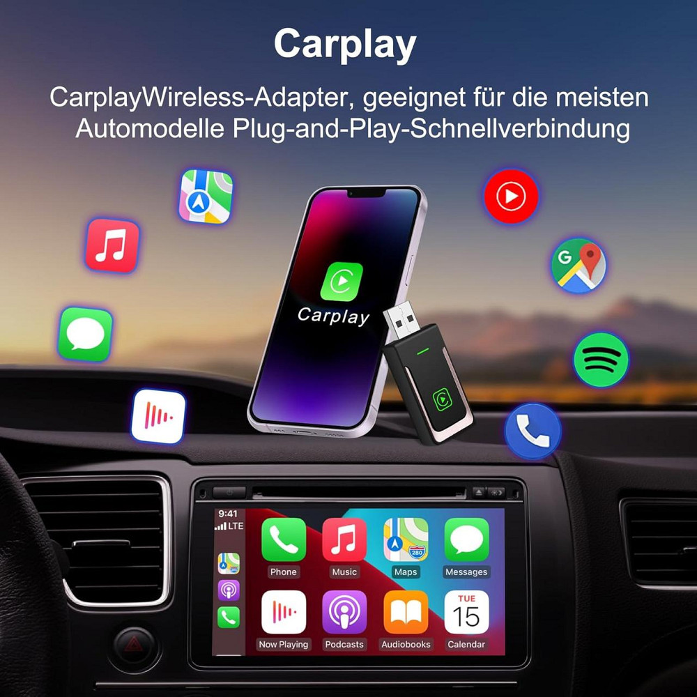 CarPlay адаптер, перехідник з дротового на бездротовий карплей Android Auto для авто iOS 10+, Android 11+, Plug and Play Київ - фото 2