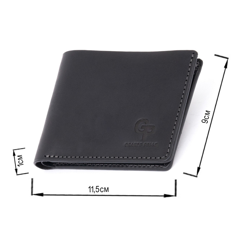 Портмоне на одне відділення в матовій шкірі GRANDE PELLE 11309 Чорне Київ - фото 6