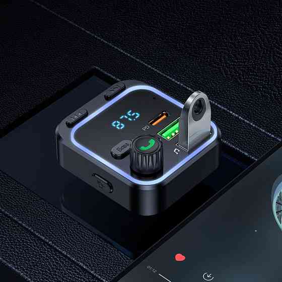 АЗП з FM-модулятором BOROFONE BC53 Highway PD20W+QC3.0 car BT FM transmitter 18W Black Київ