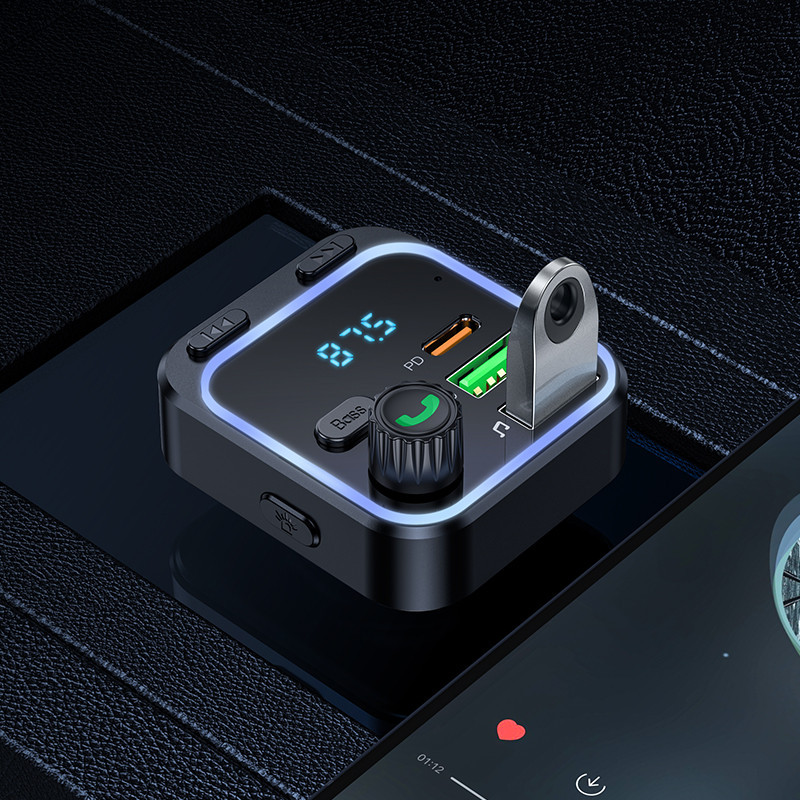 АЗП з FM-модулятором BOROFONE BC53 Highway PD20W+QC3.0 car BT FM transmitter 18W Black Київ - фото 2