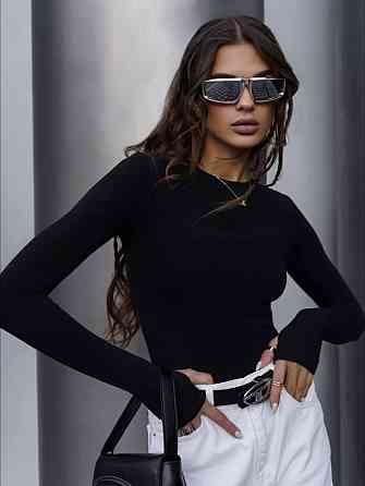 Женский базовый боди с длинным рукавом микродайвинг Черный, 40/42 Одесса